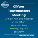 Clifton Toastmasters Club Meeting – Guests Welcome!